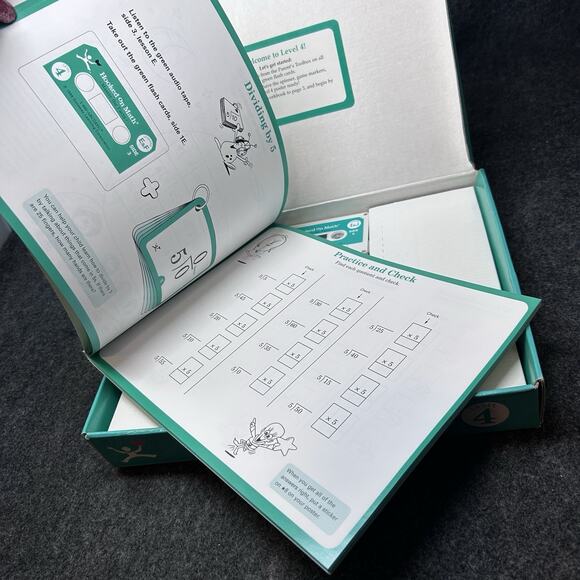 Vintage Hooked On Math Division Level 4 Sealed Flash Cards Workbook Audio Tapes - Picture 8 of 8